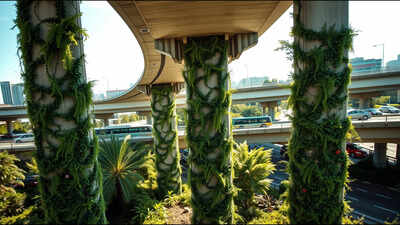 Mexico City planted thousands of plants on highway pillars to fight pollution and heat, turning its busy roads into vertical gardens