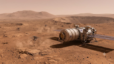 Nasa’s 2028 Mars mission will send a spacecraft with a nuclear reactor toward Mars and release three small helicopters to explore the planet