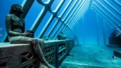 In 2019, a 165-tonne underwater art structure was submerged beneath the Great Barrier Reef; today, coral and marine creatures are slowly transforming the structure