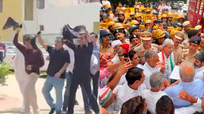 2 Congress leaders 'missing' after showing black flags to CM in Gurgaon; party workers hold protest