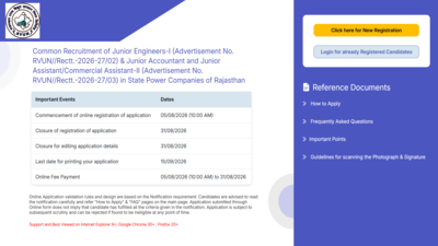 RVUNL JE recruitment 2026 registration deadline extended till August 31: Check direct link to apply here