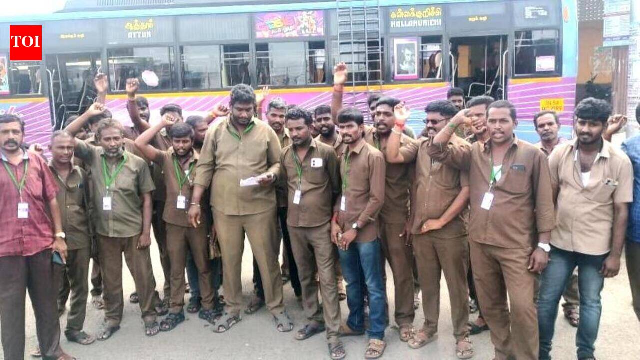 Private bus staff in Salem protest free travel scheme for women