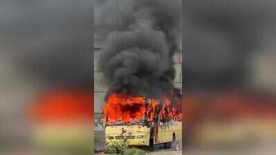 Close shave for 40 students as school bus catches fire