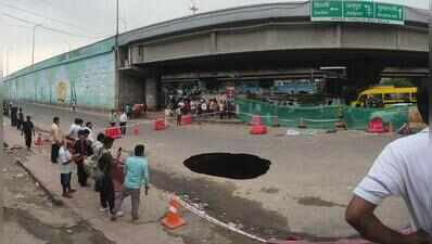 Cave-in at IFFCO Chowk opens 10-ft wide sinkhole after two days of rain