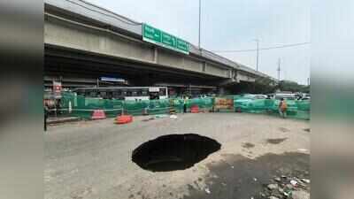 Cave-in at IFFCO Chowk opens 10-ft wide sinkhole after two days of rain