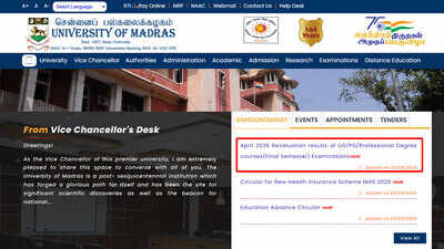 UNOM Madras revaluation results 2026 out: Check April final semester marks using register number here