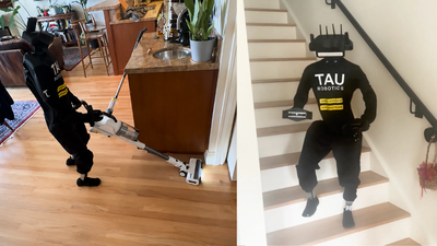 A San Francisco woman hires a humanoid robot for $30 an hour to clean her apartment while controlling it remotely from her sofa