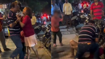 Drunk woman creates ruckus outside Maharashtra's Vasai bar;  fights bar employees