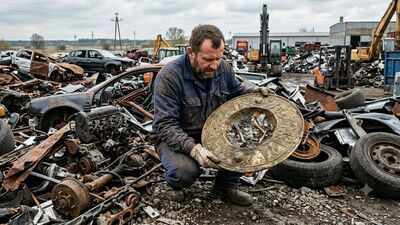 A man searching a Polish scrapyard for car parts found an 1,800-year-old Roman-era shield containing cremated human bones