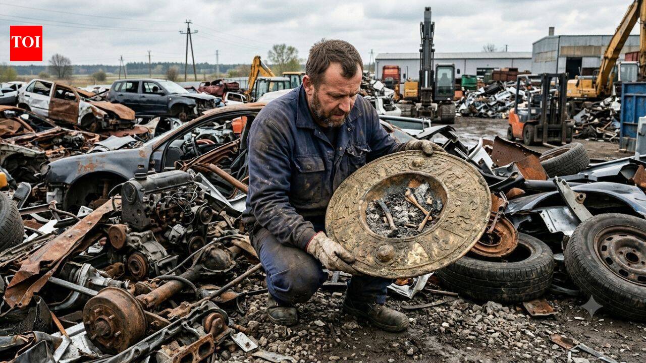 Man searching Polish scrapyard finds 1,800-year-old Roman shield with human bones