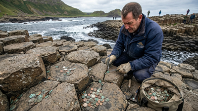 For years, visitors left coins for luck in Giant’s Causeway’s ancient rocks. Years later, more than 10,000 coins have been removed to protect the World Heritage Site