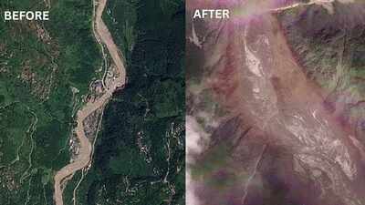 Before and after: Satellite images show how Nepal’s green mountainside turned into debris field