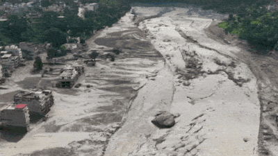 Nepal floods: Aerial views reveal trail of destruction after powerful surge of ice, mud and boulders