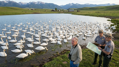 In the 1960s a Montana landowner bought 2 mute swans for private pond. Decades later their flock reached 120; alarming Yellowstone officials