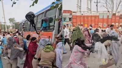 Watch: Sanitation workers, cops hurl garbage at each other  in Hisar