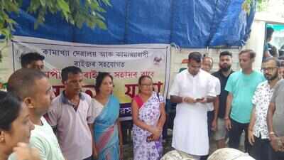Kamakhya temple community aid for 500 flood-hit families in Sivasagar