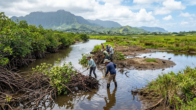 More than 100 years ago, red mangroves were introduced to Hawaii; now crews are trying to eradicate them from nearly 2 miles of waterways to restore wetlands and protect endangered birds