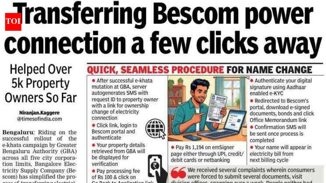 Bengaluru power utility launches paperless name transfer for connections