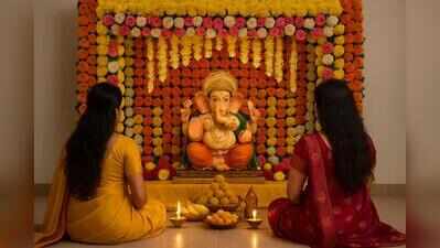 Artificial blooms replace fresh flowers in home Ganapati mandaps