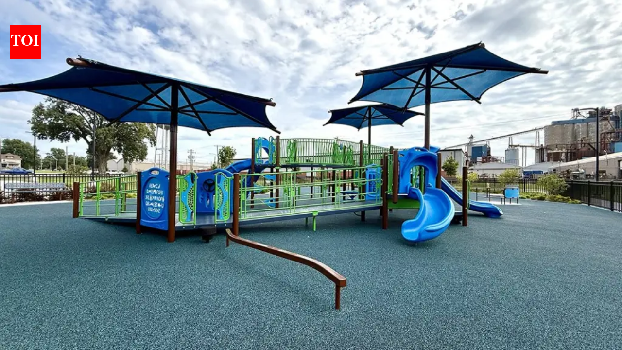 A former Illinois school is now a $1.35M accessible park with an inclusive playground and splash pad