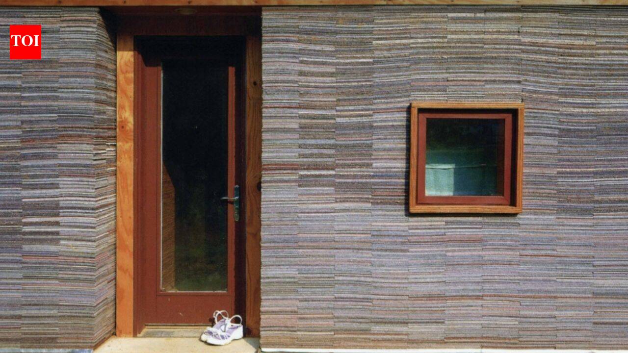 In 2002, Alabama architecture students stacked 72,000 worn carpet tiles into the walls of a family home
