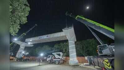 First U-girder to lay Gurgaon metro tracks placed near Cyber Park