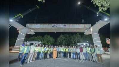 First U-girder to lay Gurgaon metro tracks placed near Cyber Park