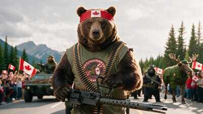 AI-made music video that has become the symbol of Canadians' anger toward US tariffs has porcupines pop tyres, grizzlies inspect trucks, a 10-meter-deep lake and more