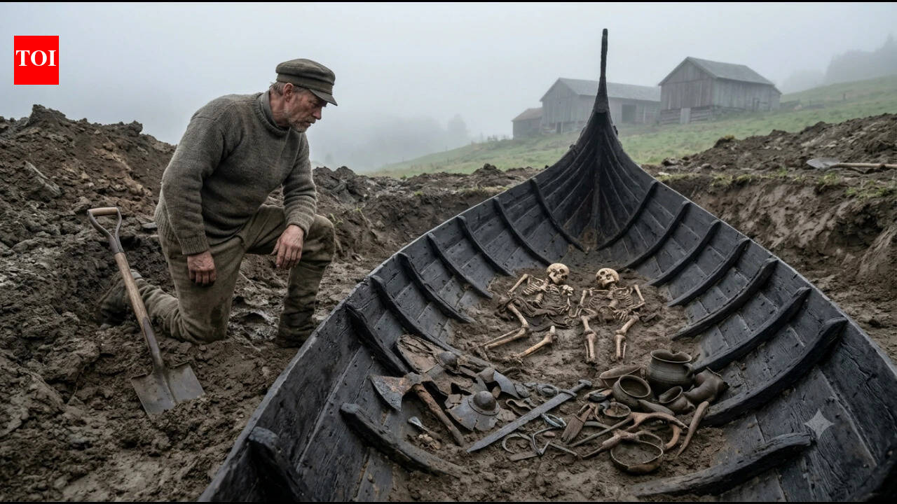 A Norwegian farmer uncovered a Viking ship buried with two women