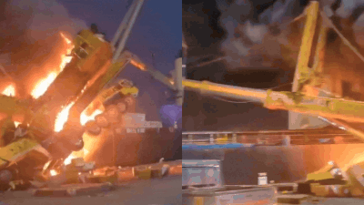 Watch: Crane collapses at Mumbai port, 2 operators hurt