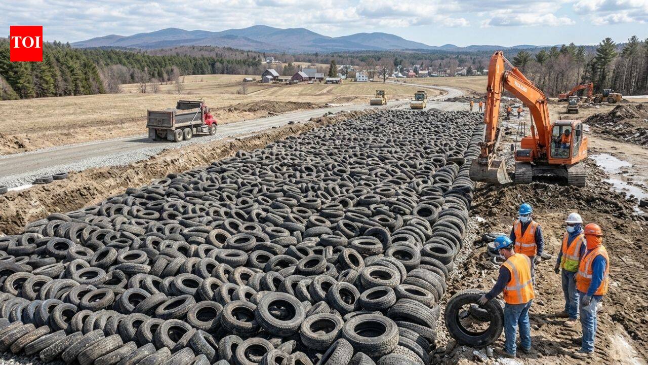 WorldMaine buried 20,000 tyres beneath a road to b