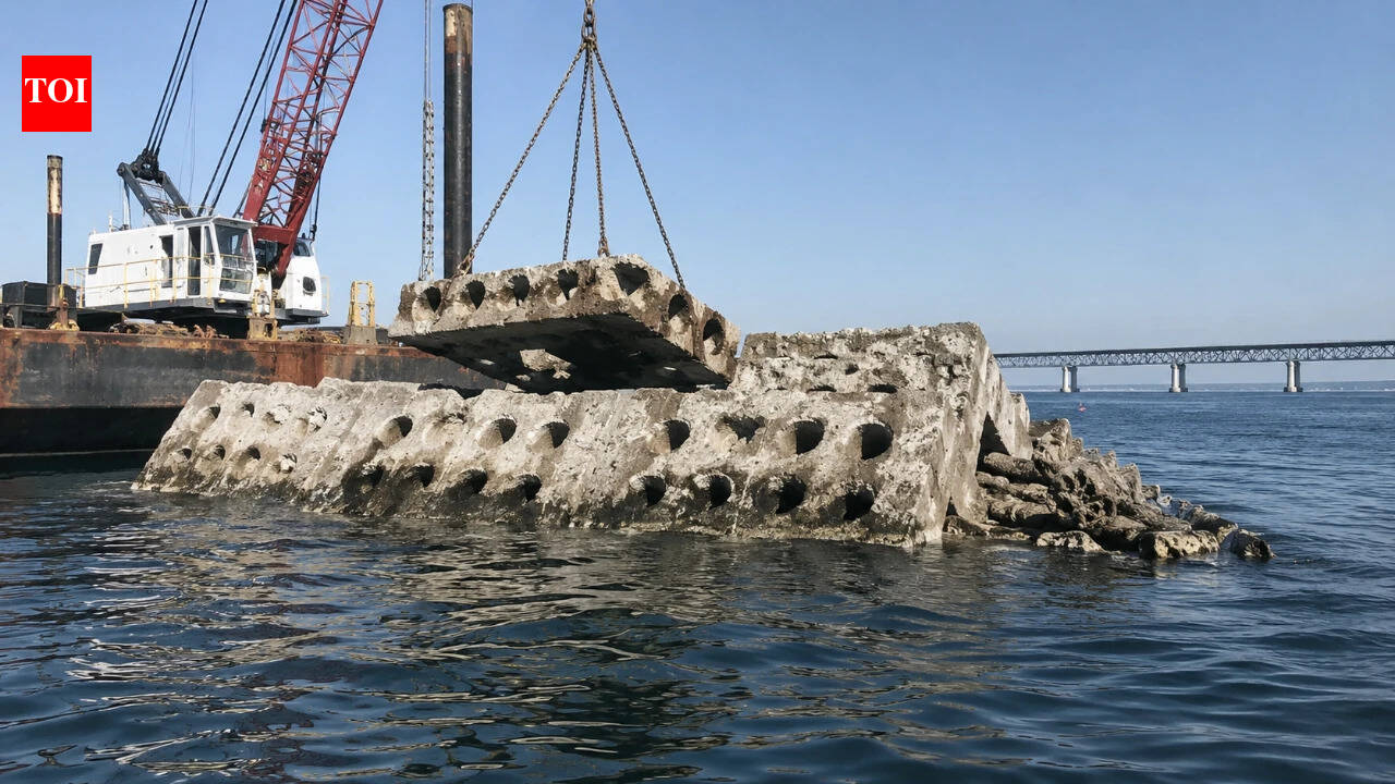 In 2018, New York used 43,200 cubic yards of material from the old Tappan Zee Bridge across six artificial reef sites; the first 35-acre site was about 2 miles offshore