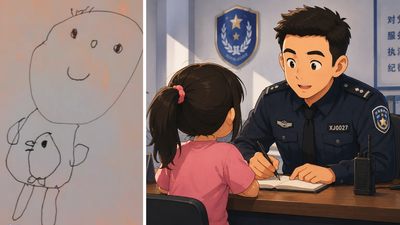 ‘This is my mum’: Lost 7-year-old couldn’t remember mother’s number, so she drew this hilarious ‘portrait’ instead; later police reunited her with parents