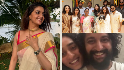 Keerthy Suresh celebrates Onam with husband Antony Thattil, family and friends; shares sweet moment with Nani on video call