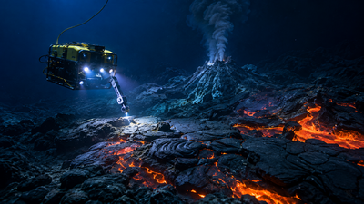 Scientists use robots more than two kilometres beneath the Pacific to discover huge lava fields around an active underwater volcano