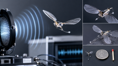 Swiss scientists built tiny flying robots without motors or batteries, using sound waves to generate thrust and steer them through the air