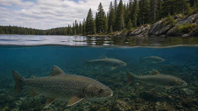 Scientists added sulfuric acid weekly to an Ontario lake for 17 years, lowering pH from 6.8 to 5.2; decades later its lake trout population remains below half its former level