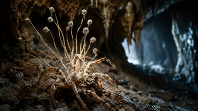 In 2025, scientists discovered a new “zombie” fungus in British caves; it appears to manipulate spiders before killing them