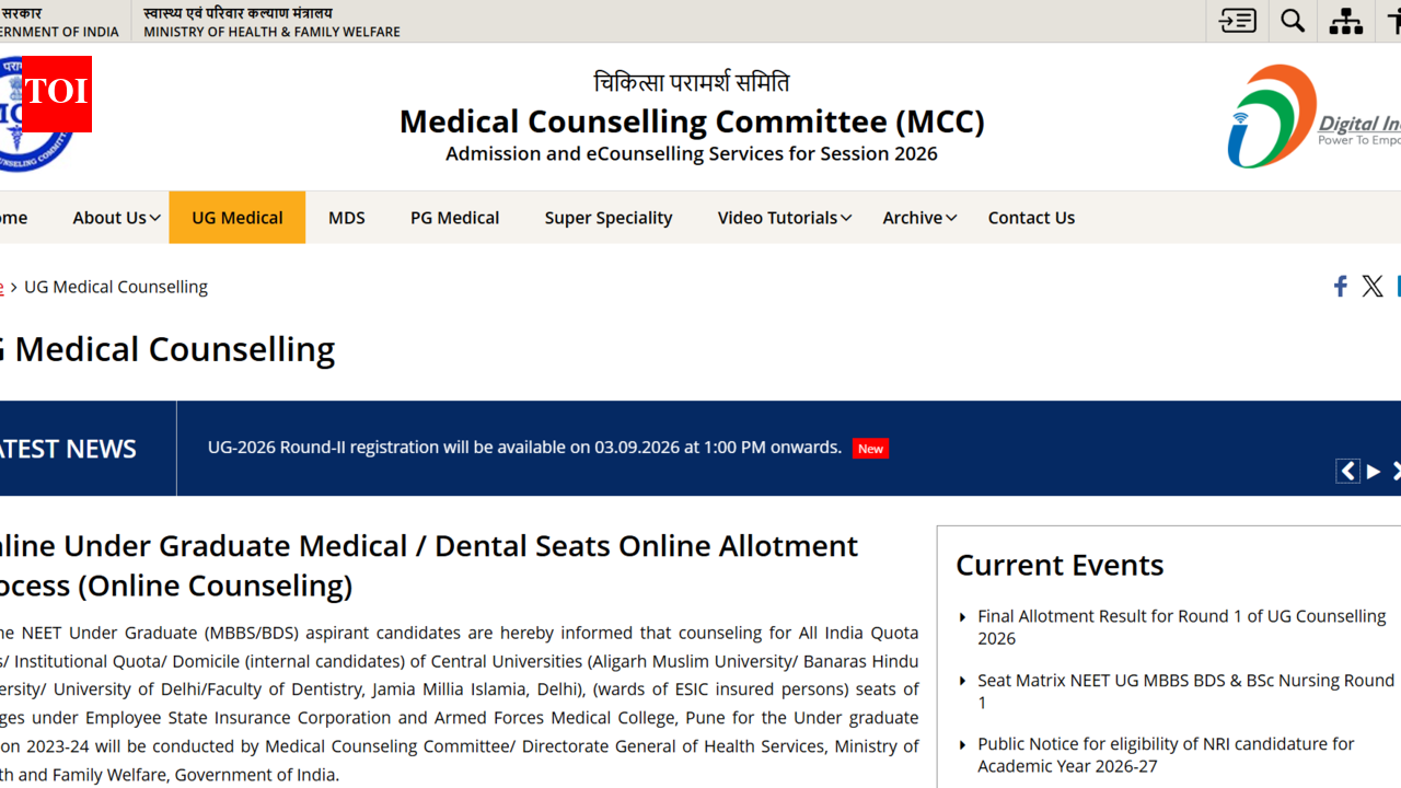MCC NEET UG counselling 2026 round 2 registration begins today at mcc.nic.in; check how to apply