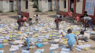 Leaky roof at MP's Dhar school soaks books, clip shows kids setting them out to dry