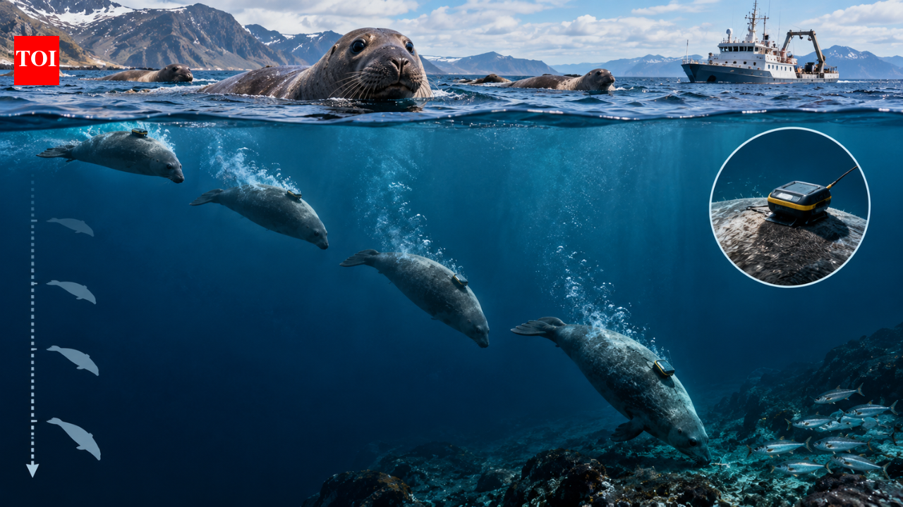 Scientists use satellite tags and time-depth recorders to track female northern elephant seals diving 1,735 metres into the Pacific Ocean