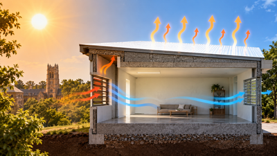 In 2023, Princeton researchers tested radiative cooling with natural ventilation and thermal mass, keeping a building 3.9°C below outdoor air