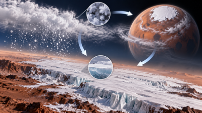 Mars winter turns carbon dioxide into snow and ice, cycling 25% of the atmosphere and changing circulation across the planet