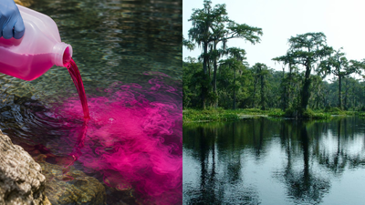Scientists poured pink dye into Florida’s Lake Jackson to trace hidden water; about 1 month later, it appeared at Wakulla Spring through limestone caves