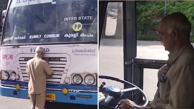 Kerala bus driver kisses bus goodbye after driving it for 8 years; emotional video leaves people emotional