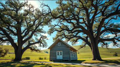 Two giant oak trees destroyed this 1879 American schoolhouse; locals turned the fallen wood into part of its remarkable restoration