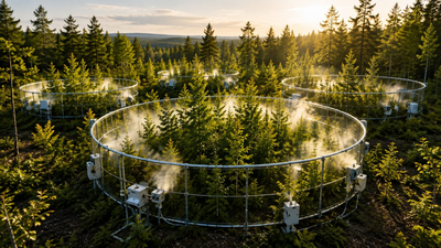 Scientists altered the air around a Wisconsin forest for 11 years; extra CO₂ drove 39% more productivity, but ozone reversed part of the gain