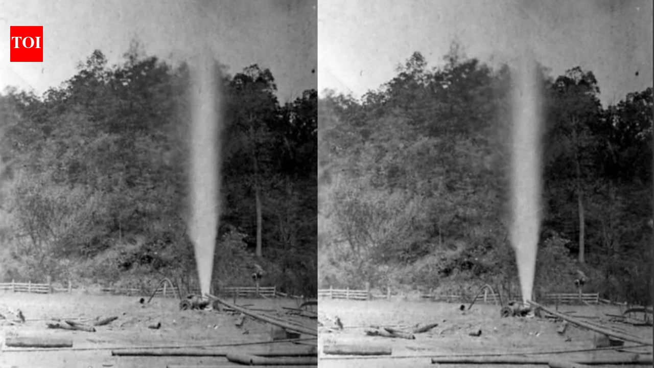 In 1895, lightning ignited a West Virginia gas well; flames soared 200 feet as crowds watched