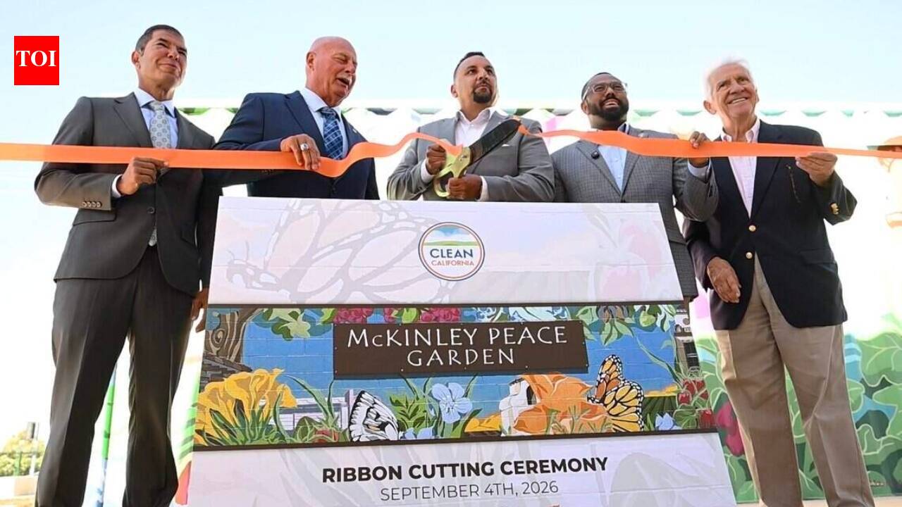 California turned a dirt lot beside Highway 41 into a $1.6M garden with 18 planting beds, murals, and space to grow food