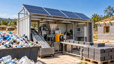 Dutch engineering students designed a solar-powered micro-factory that turns plastic waste into building bricks; the idea won a global engineering competition